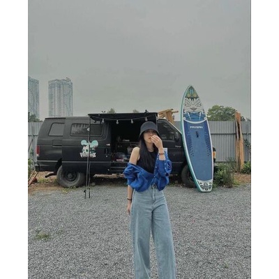 Áo sơ mi thô nến màu xanh - cam hottrend