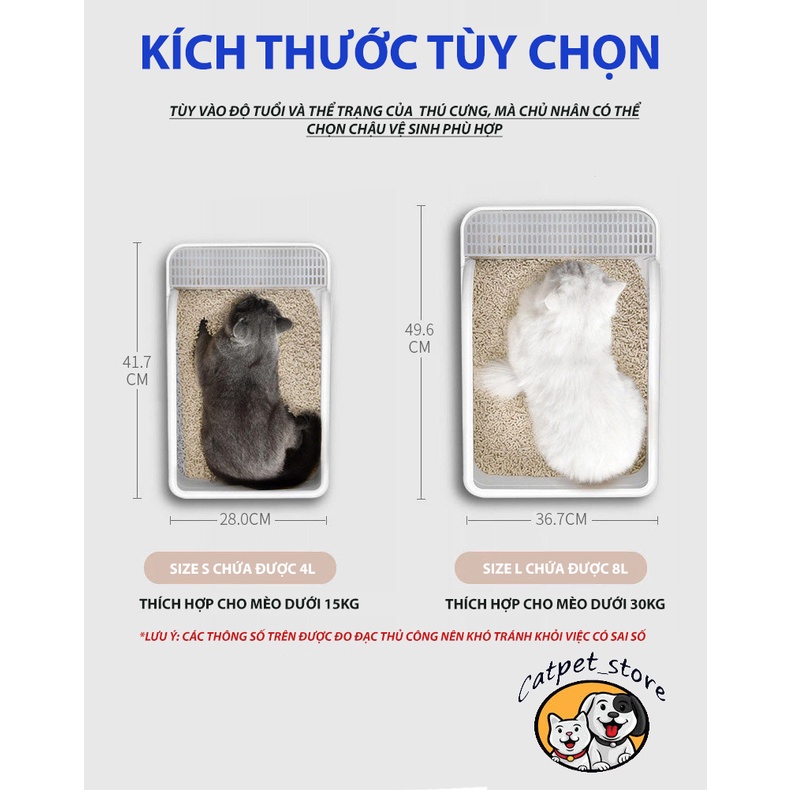 Chậu vệ sinh chó mèo cao cấp,chậu vệ sinh thú cưng cao cấp có vách ngăn,ngăn vương vãi