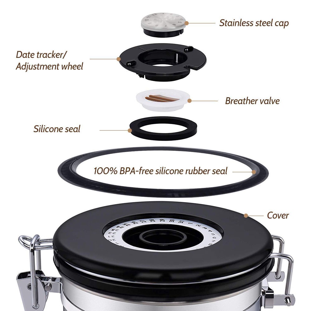 Hộp Đựng Trà / Cà Phê / Đường Bằng Thép Không Gỉ 1.5 / 1.8l Tiện Dụng Cho Nhà Bếp