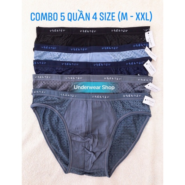Combo 5 Quần Lót Thông Hơi Nam Cao Cấp ( Kéo xem video thật SP)