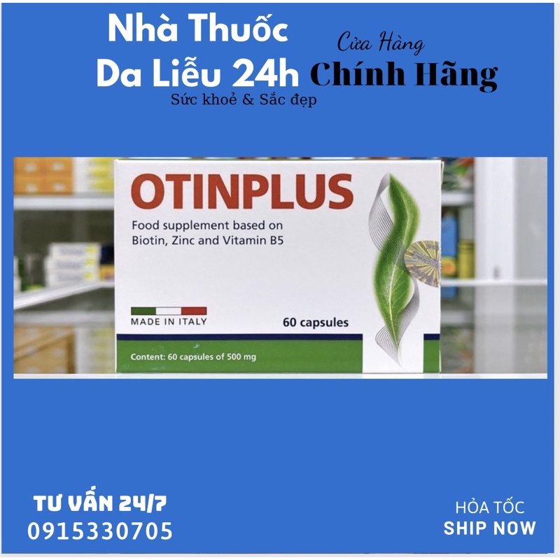 Otinplus viên uống Biotin hỗ trợ da tóc móng 60 viên - Nhà Thuốc Da Liễu 24h