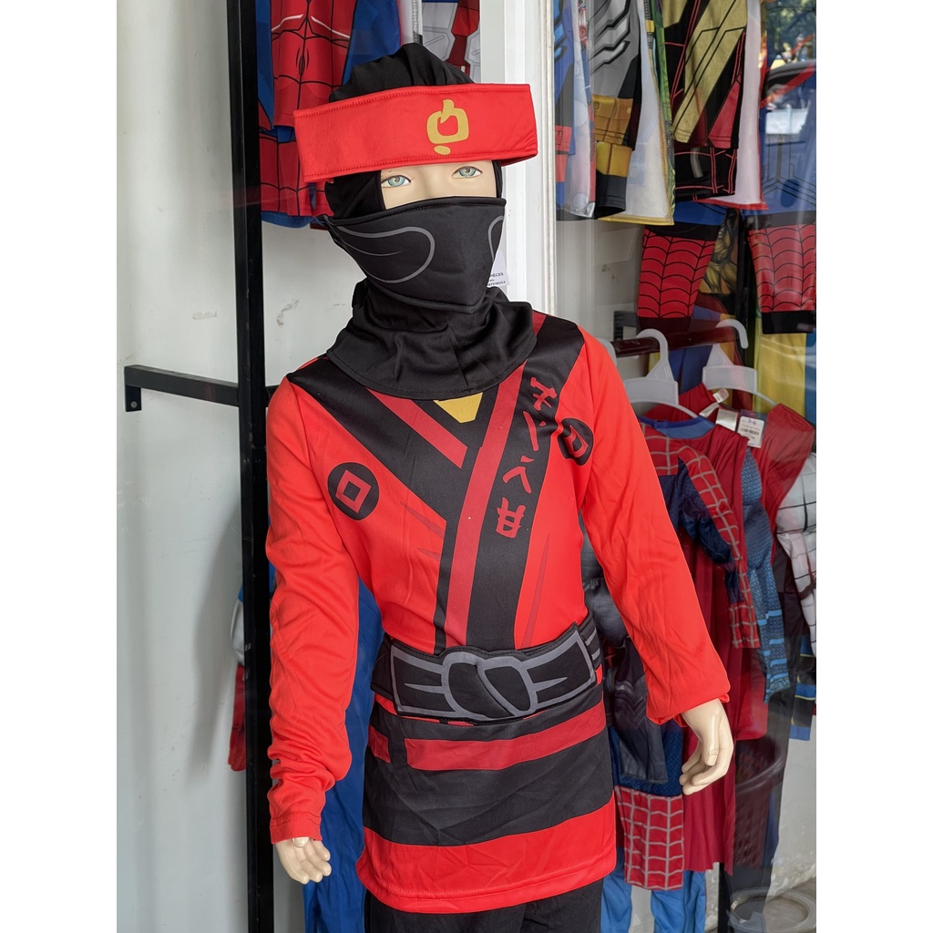 Trang Phục Hóa Trang Ninja Go Cao Cấp Phối Quần Đen Kèm Mặt Nạ Trùm Cho Bé Trai