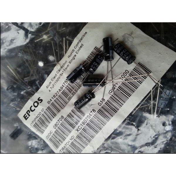 Combo 10 tụ Electrolytic Epcos B41827  4.7UF100V - Size 4*5