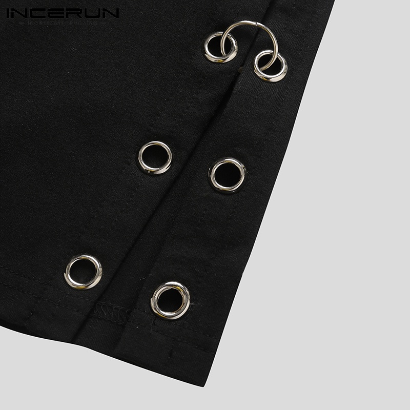 INCERUN Áo Thun Ngắn Tay Cổ Tròn Thời Trang Mùa Hè 3 Màu Cho Nam