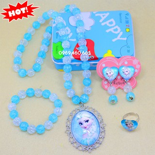 Bộ Phụ Kiện Elsa. Phụ Kiện Công Chúa Elsa có Dây Truyền, Nhẫn, Khuyên Tai và Vòng Tay