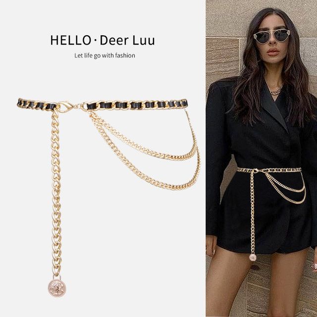 Thắt Lưng Dây Xích Bằng Kim Loại Kiểu Âu Mỹ Thích Hợp Phối Đầm/Đầm/Đầm