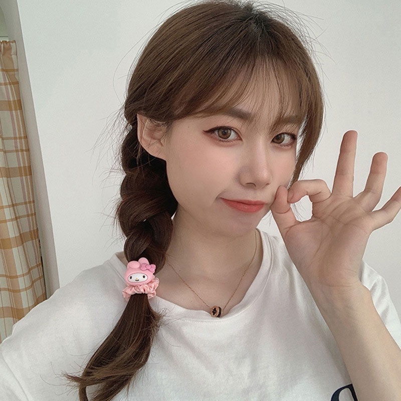 SANRIO Dây Cột Tóc Cao Su In Họa Tiết Hoạt Hình Dễ Thương Thời Trang Cho Nữ