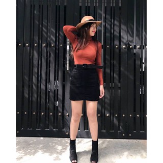CHÂN VÁY TÚI ĐẮP KÈM BELT V024 (CHỈ CÒN ĐEN)