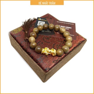 Vòng Trầm Tốc Tròn Mix Tỳ Hưu Bạc Xi Vàng, Vòng Tay Gỗ Phong Thủy