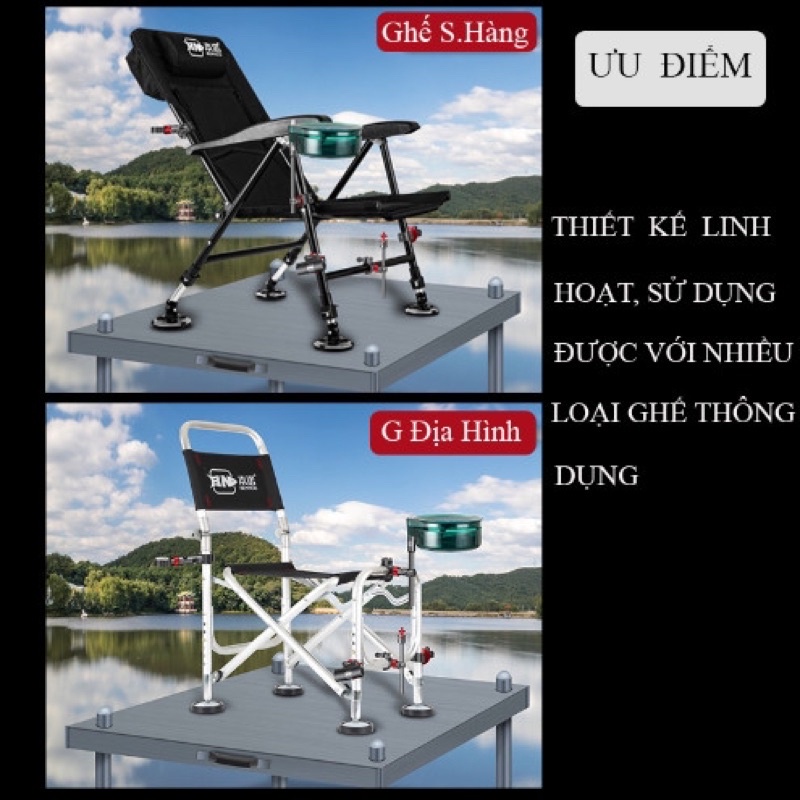 Pass rọng cá - Pat chống cần - Pat khay mồi - Pat đèn hợp kim cao cấp Rice Fishing xoay 360° LK-17