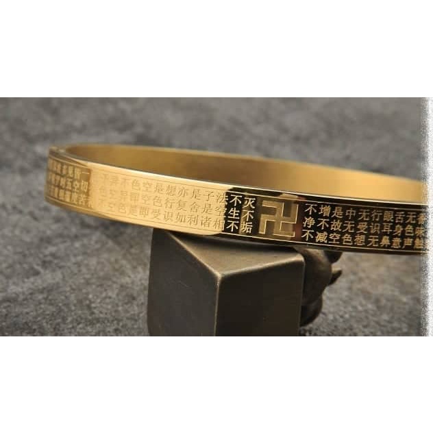 Vòng tay khắc kinh - Vòng đeo tay Titan màu vàng/ trắng có khắc kinh chú PG - đồ trang sức hộ thân