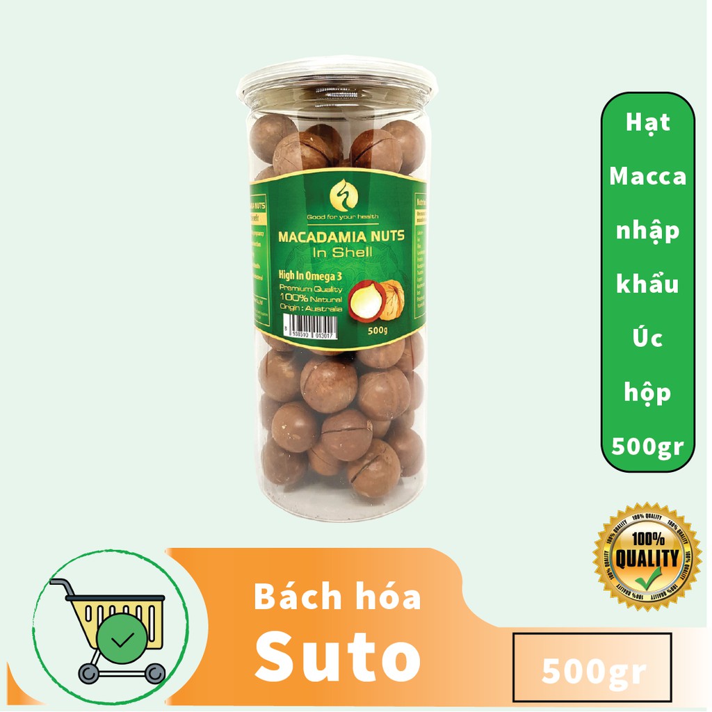 Hạt macca Úc nứt vỏ tự nhiên hộp 500gr (Tăng Kèm Đồ Tách Vỏ) SutoShop