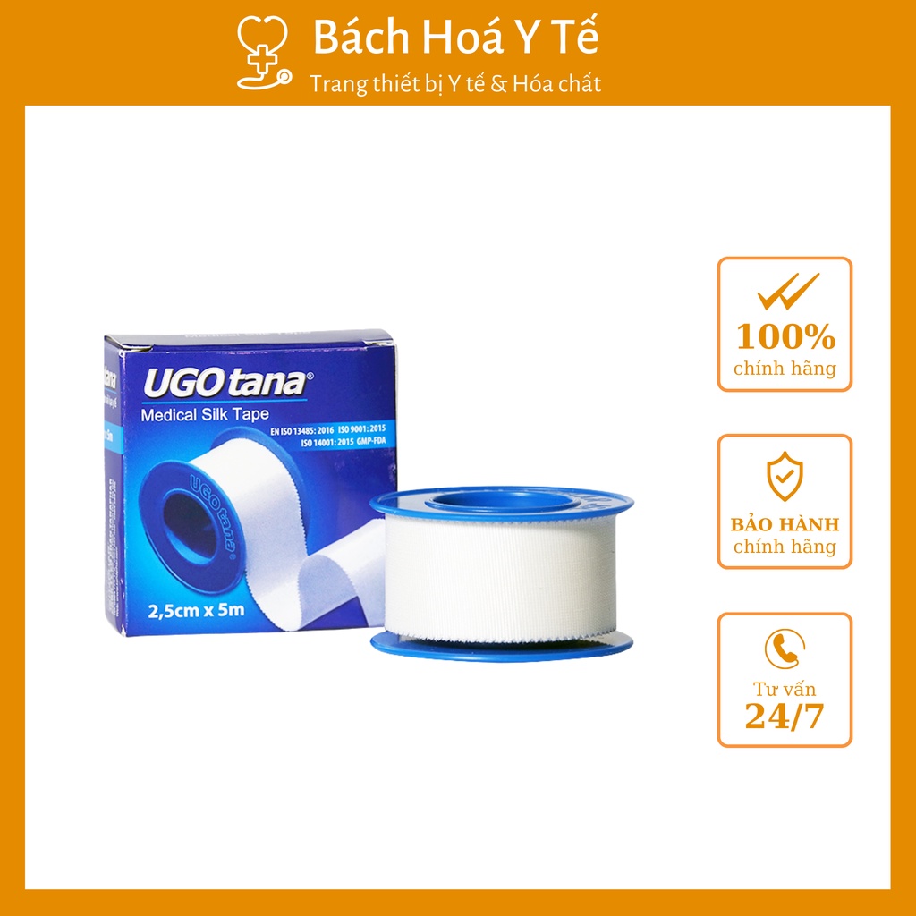 Băng keo lụa Urgotana, có độ dính cao, sản xuất Việt nam, Cuộn 2.5x5 cm