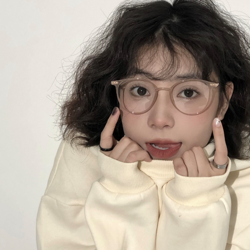 Mắt Kính Gọng Kim Loại Tròn Màu Nâu Siêu Nhẹ Chất Lượng Cao Phong Cách Hàn Quốc