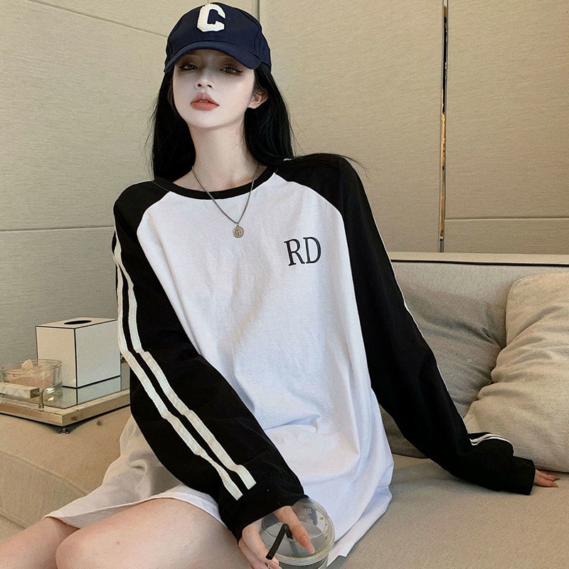 Áo thun IELGY tay dài dáng rộng kích thước lớn phong cách Hàn Quốc cho nữ