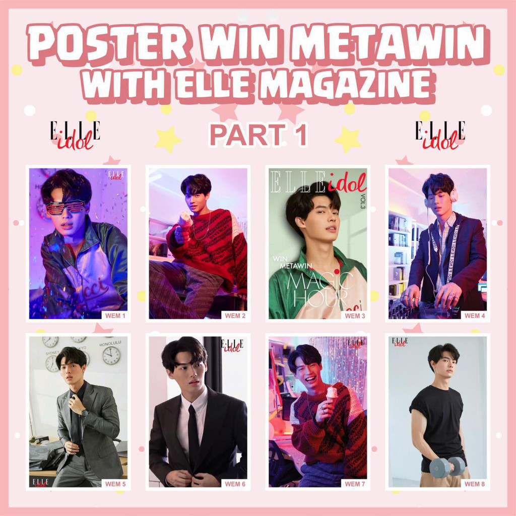 Poster Hình Nhóm Nhạc Win Metawin X Elle Tạp Chí Phiên Bản Thái Lan Phiên Bản 1