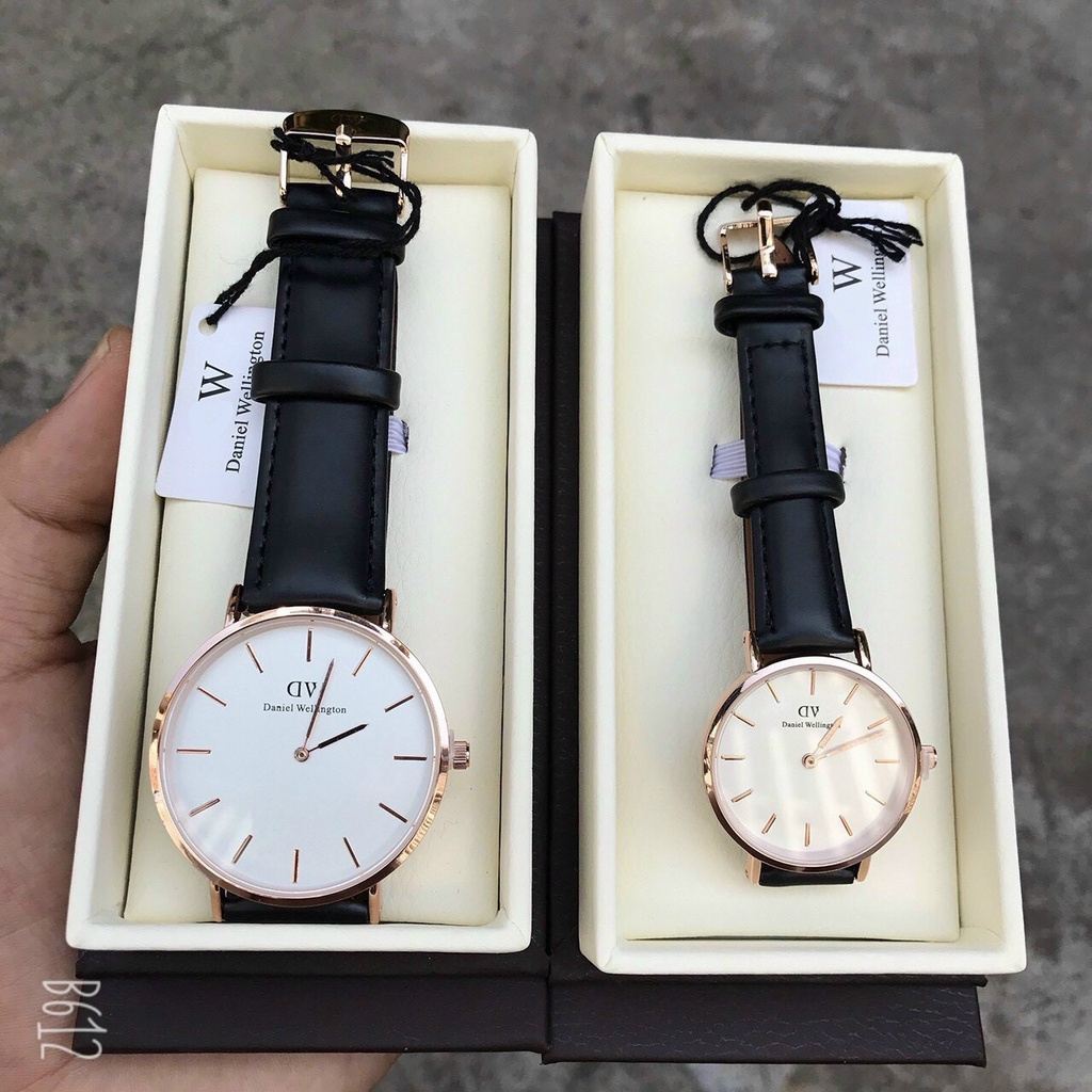 Đồng hồ nam nữ DVV dây da thời trang hiện đại, đồng hồ đôi Onetime