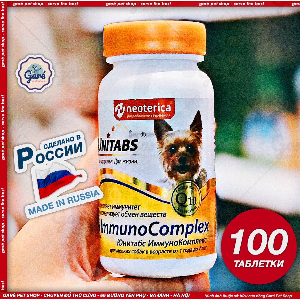 100v - Immuno Complex Vitamin và khoáng chất cho chó nhỏ Unitabs cho khả năng miễn dịch hàng nhập Nga Neoterica