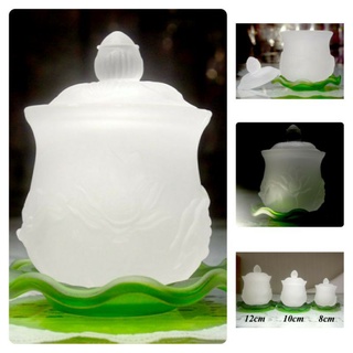 Ly nước thờ cúng hoa sen lưu ly trắng đế xanh