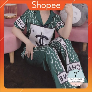 Đồ Bộ Pijama - Bộ lụa satin dài tay hoạ tiết Cao cấp - Ảnh Thật Shop Tự Chụp