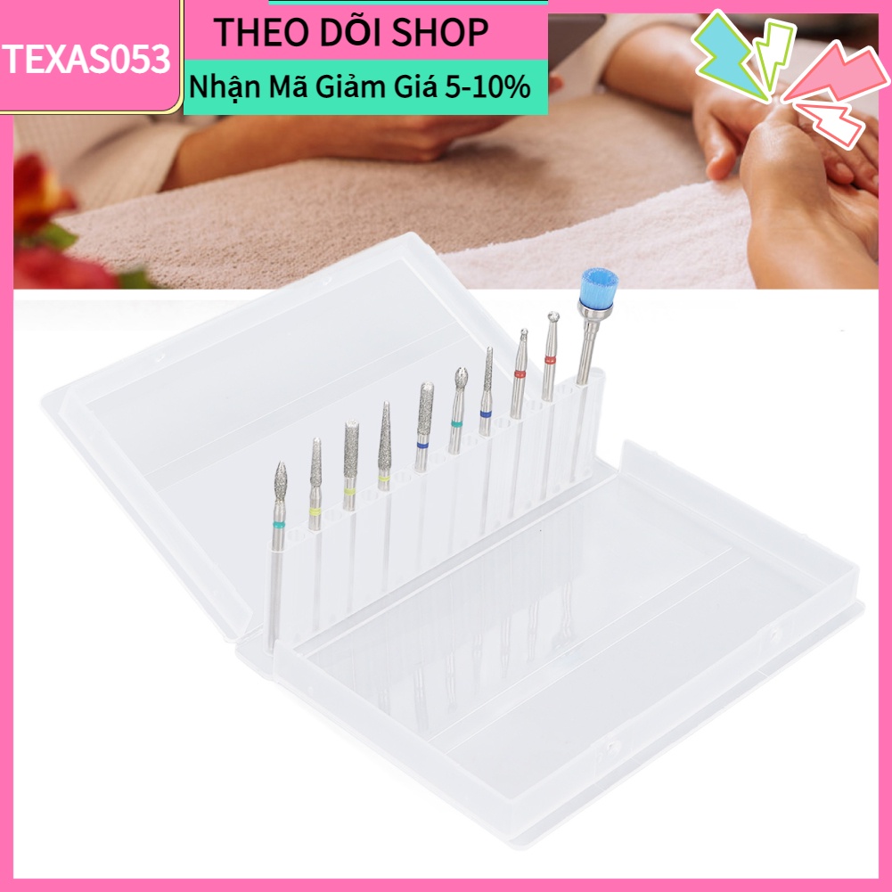Hàng Sẵn Bộ 10 Đầu Khoan mài móng Hợp kim đánh bóng chuyên dụng Dụng cụ làm móng tay【Texas053】
