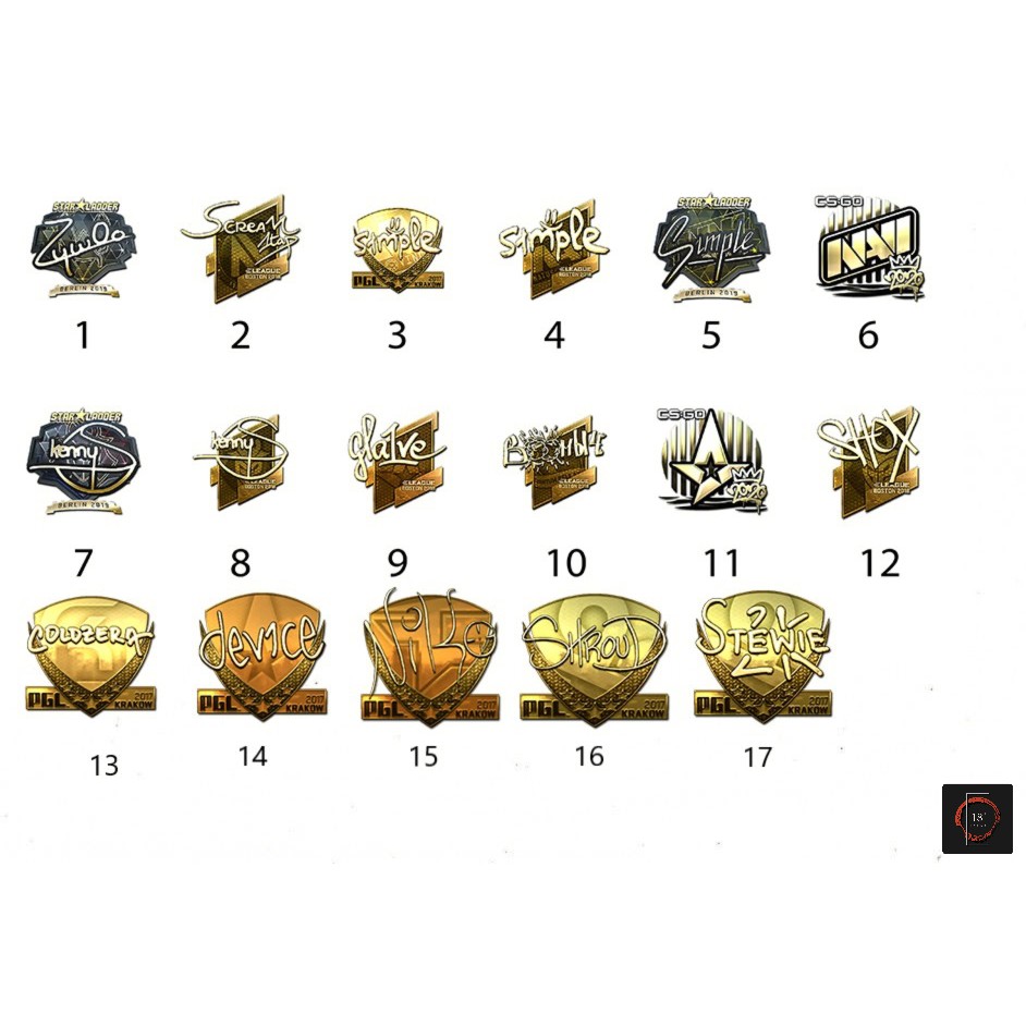 Sticker hình dán CSGO Gold Holo trang trí máy tính điện thoại - Cắt sẵn - Phủ bóng cao cấp - Chống nước