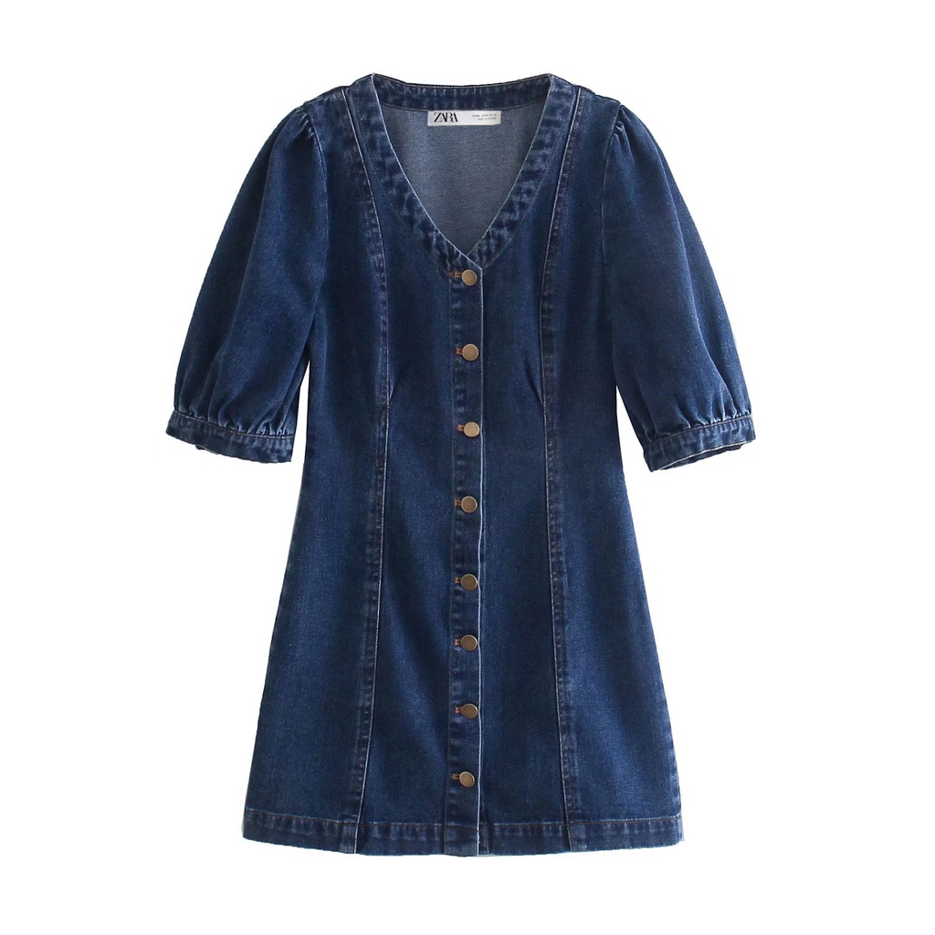 Đầm Zara jean xanh chất mềm đẹp xịn DT2JEG60N10