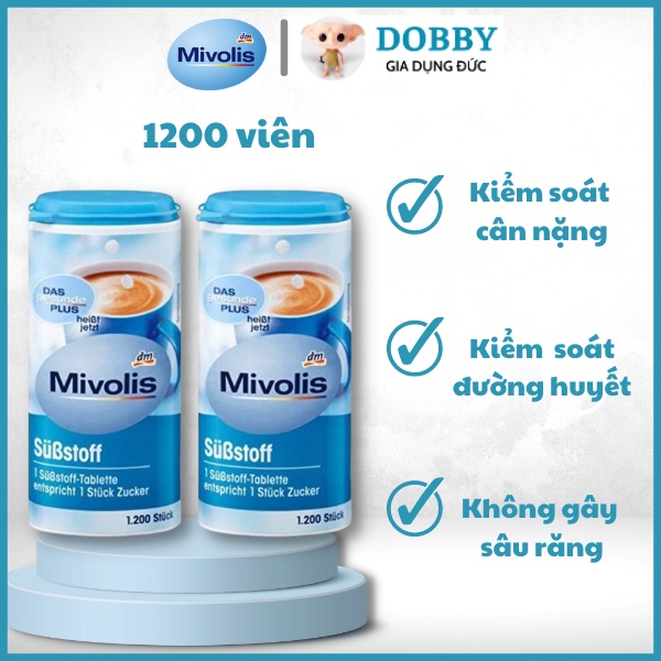 Đường ăn kiêng Mivolis 1200 viên Đức dành cho người tiểu đường, giảm cân - Dobby