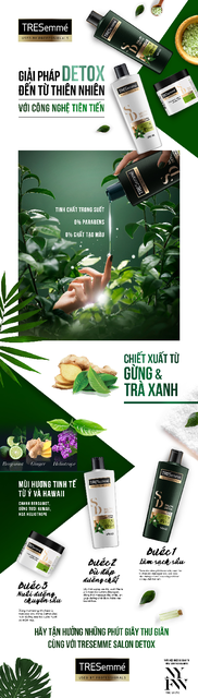 Combo Dầu Gội, Dầu Xả TRESEMME Salon Detox Cho tóc chắc khỏe &amp; sạch sâu cùng Gừng và Trà Xanh Detox 640g, 620g