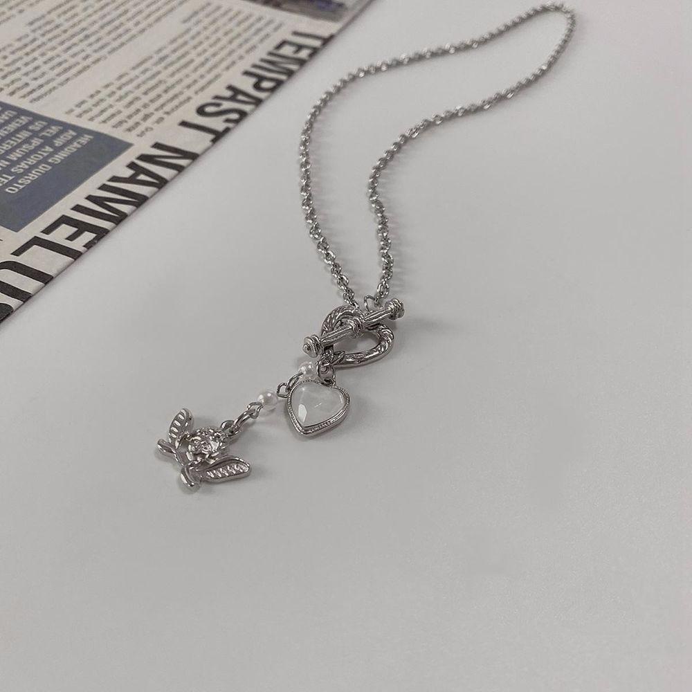 AROMA Vòng cổ Hợp Kim Mặt Hình Thiên Thần Phong Cách Hàn Quốc Đơn Giản Cho Cặp Đôi