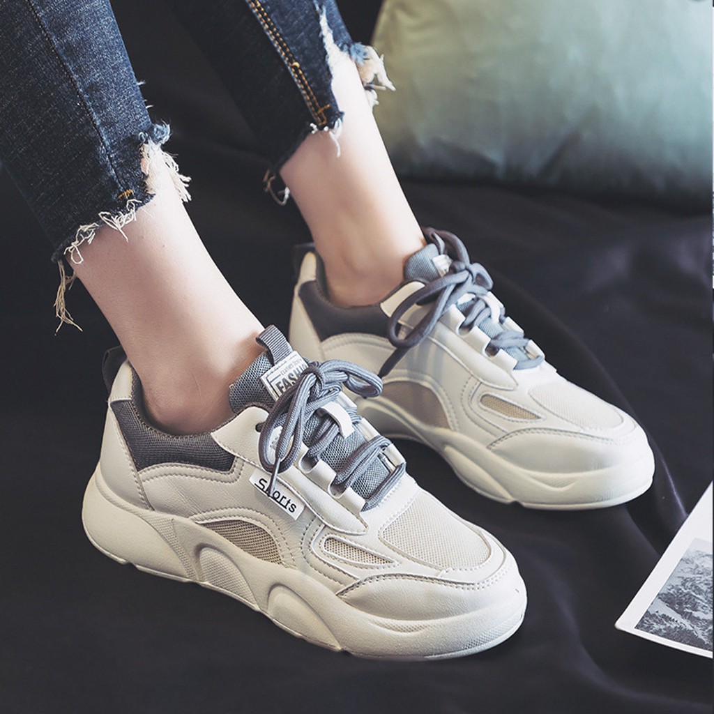 Giày Sneaker Nữ BUXINO12 Giày Thể Thao Nữ Cột Dây Chạy Bộ Ulzzang Cổ Thấp Ôm Chân Đi Học Đi Chơi Size Từ 36 Đến 39