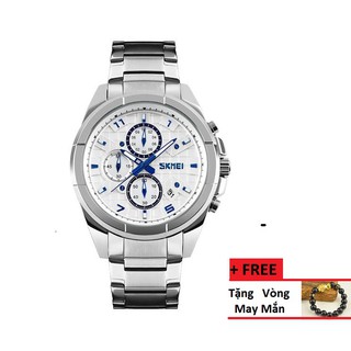 Đồng hồ nam SKMEI dây thép không gỉ 6 kim +Tặng vòng Phong Thủy May Mắn