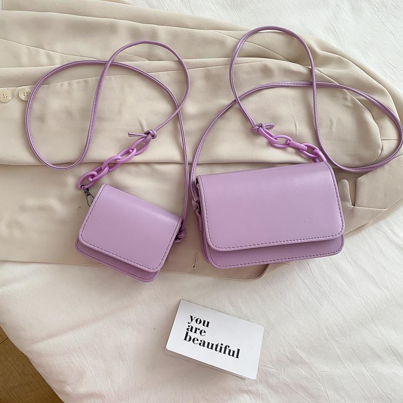 Túi xách màu trơn thiết kế đơn giản phong cách thời trang xinh xắn cho nữ