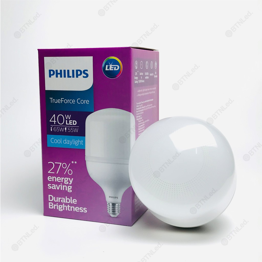 Bóng PHILIPS LED Bulb trụ MV 40W E27 - [HÀNG CHÍNH HÃNG] - Tiết kiệm điện, chất lượng ánh sáng cao