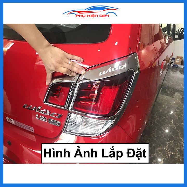 Ốp viền đèn pha hậu mạ crom Toyota Wigo chống trầy trang trí bảo vệ xe