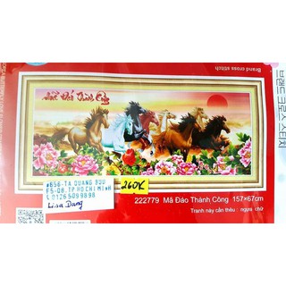 [Free ship] Tranh thêu chữ thập mã đáo thành công chưa thêu 157x67cm hàng chính hãng 222779 (Tặng kéo + khẩu trang)