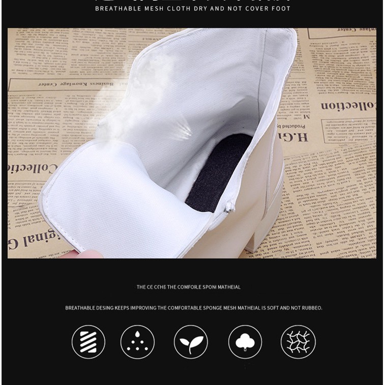 Giày bốt Martin phong cách Anh quốc cổ cao 6cm đính đá Dây kéo phía trước | BigBuy360 - bigbuy360.vn