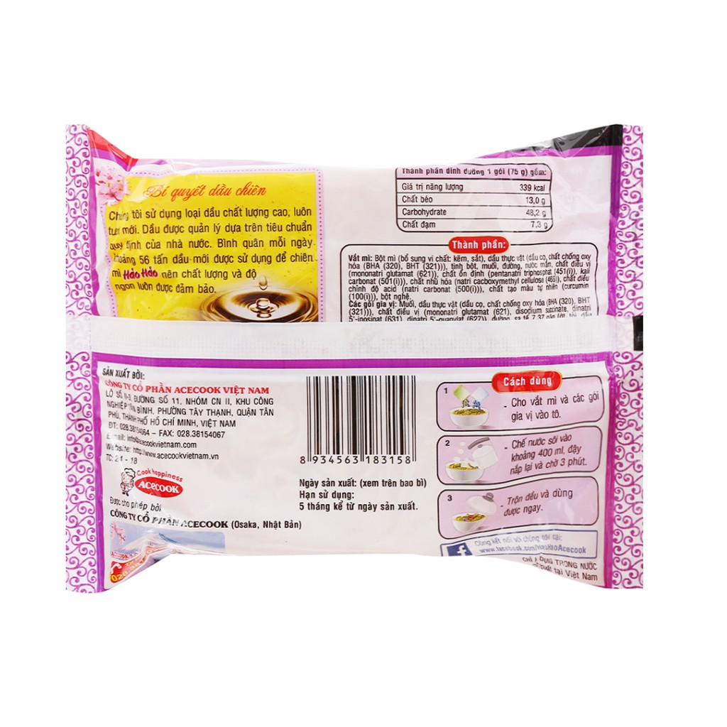 Thùng 30 gói Mì Hảo Hảo Vị Sate Hành Tím Gói 75g