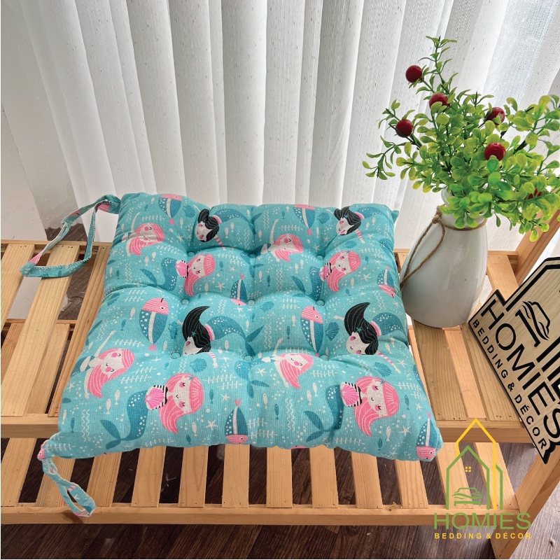 Đệm Ngồi Bệt HOMIES Họa Tiết Caro Phong Cách Hàn Quốc Kích Thước 40cm x 40cm