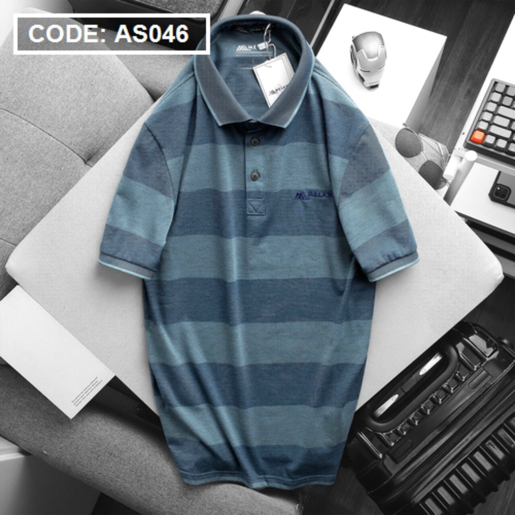 Áo thun nam trung niên sọc ngang cao cấp  -Chất liệu cotton cá sấu cao cấp - Form suông thoải mái
