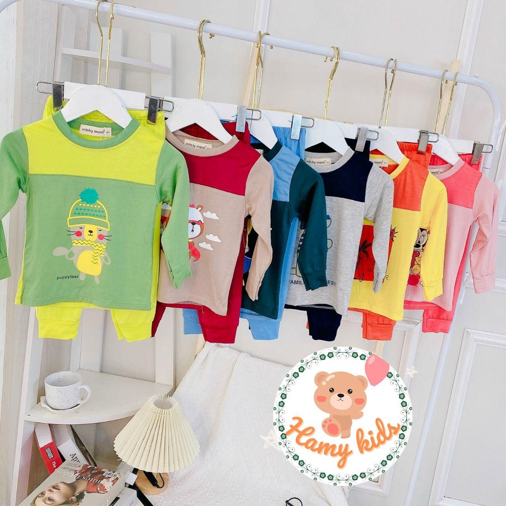 Bộ Minky Mom Chính Hãng Dài Tay Bé Trai Bé Gái Thun Lạnh Ráp Ngực Áo Độc Đáo Thu Đông Bé Từ 0-5 Tuổi Dưới 20kg-Hamykids