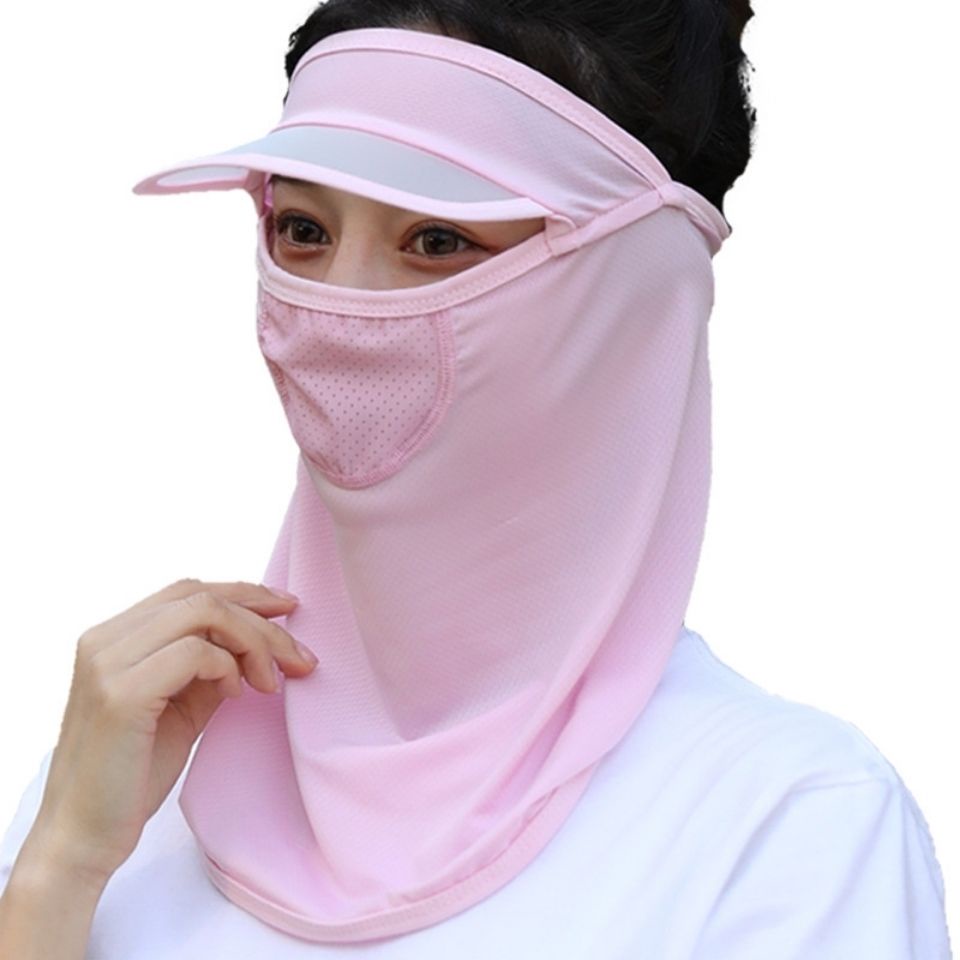 Sunscreen hat face-covering neck cool hat women's summer fashion exposed top Ice Silk sun hat face mask ultraviolet-proof empty top