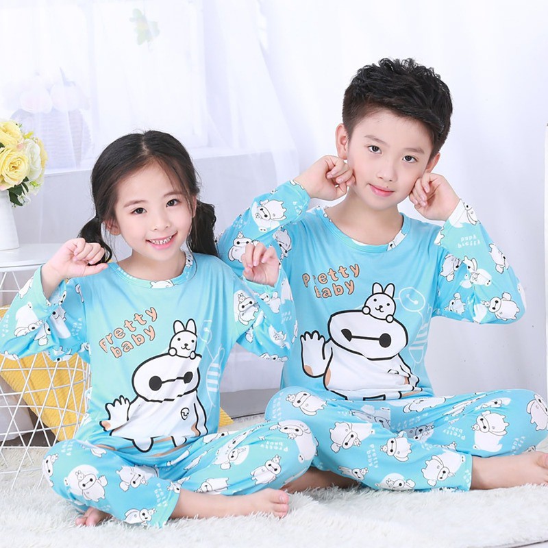 Bộ Pijama 2 Mảnh Áo Thun Tay Dài &amp; Quần Dài Mặc Ngủ Cho Bé Gái