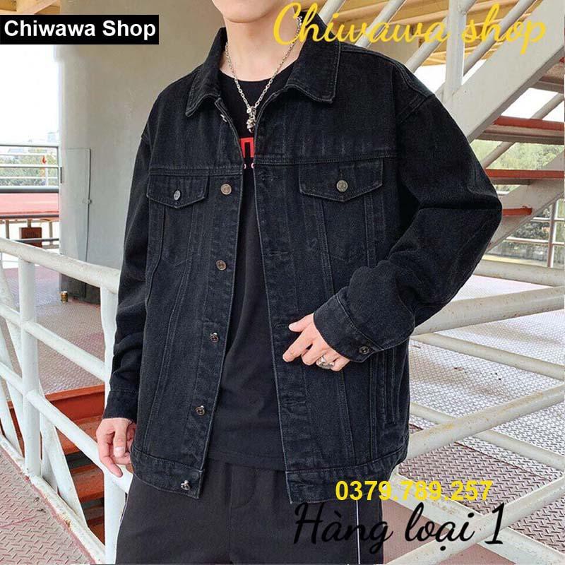 Áo khoác jean nam nữ đen trơn hoàng tử Hàn Quốc form rộng mới ra form mới bao đẹp size M-L-XL CHI29