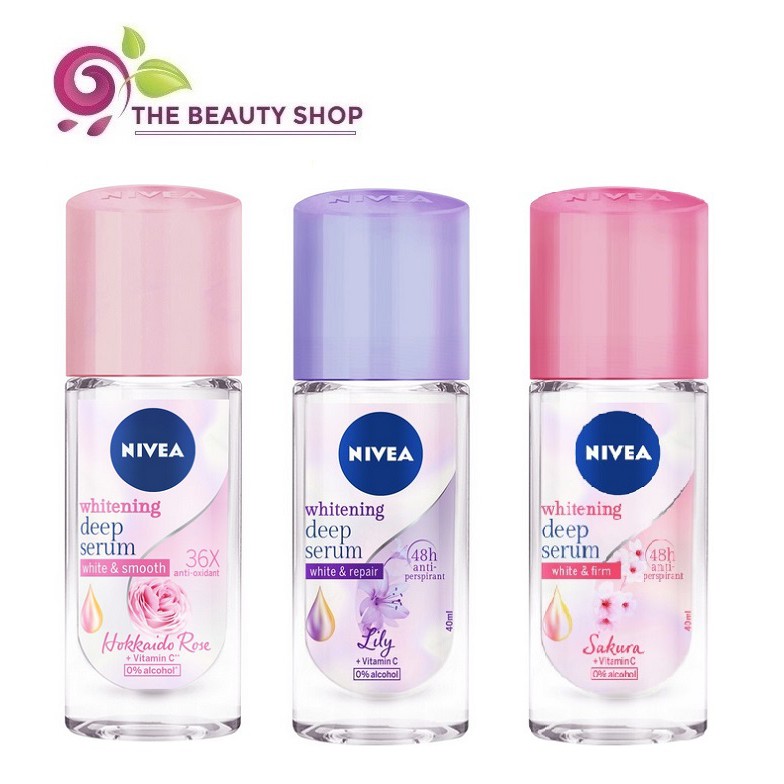 Lăn serum ngăn mùi NIVEA trắng mịn hương hoa 40ml
