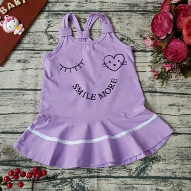 Đầm thun 2 dây mặt cười