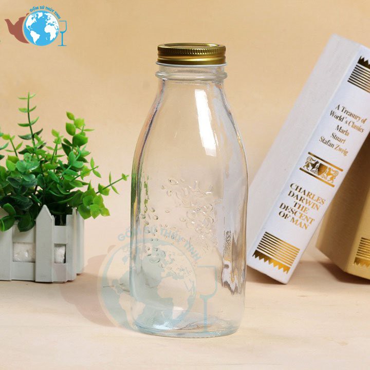 Chai thủy tinh lớn 1000ml mason, chai thủy tinh 1 lít nắp thiếc