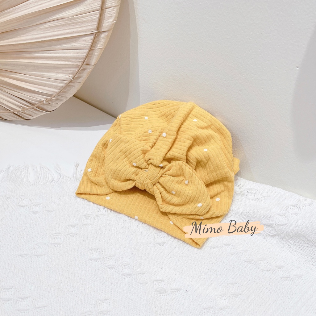 Mũ nón turban nền vàng chấm bi đáng yêu cho bé gái 6-10kg MTB83 Mimo Baby