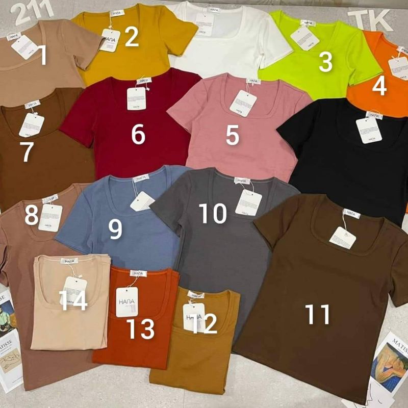 Áo thun cổ vuông trơn