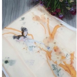 Áo Dài Cách Tân 4 Tà Chim Gia, Áo Dài Cách Tân Nữ Tơ Óng  đính kết Chim Anh Đào